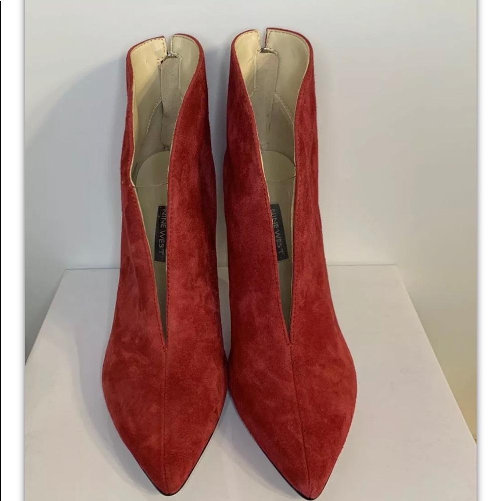 Nine West Danie Medium Red Suede Short Boots